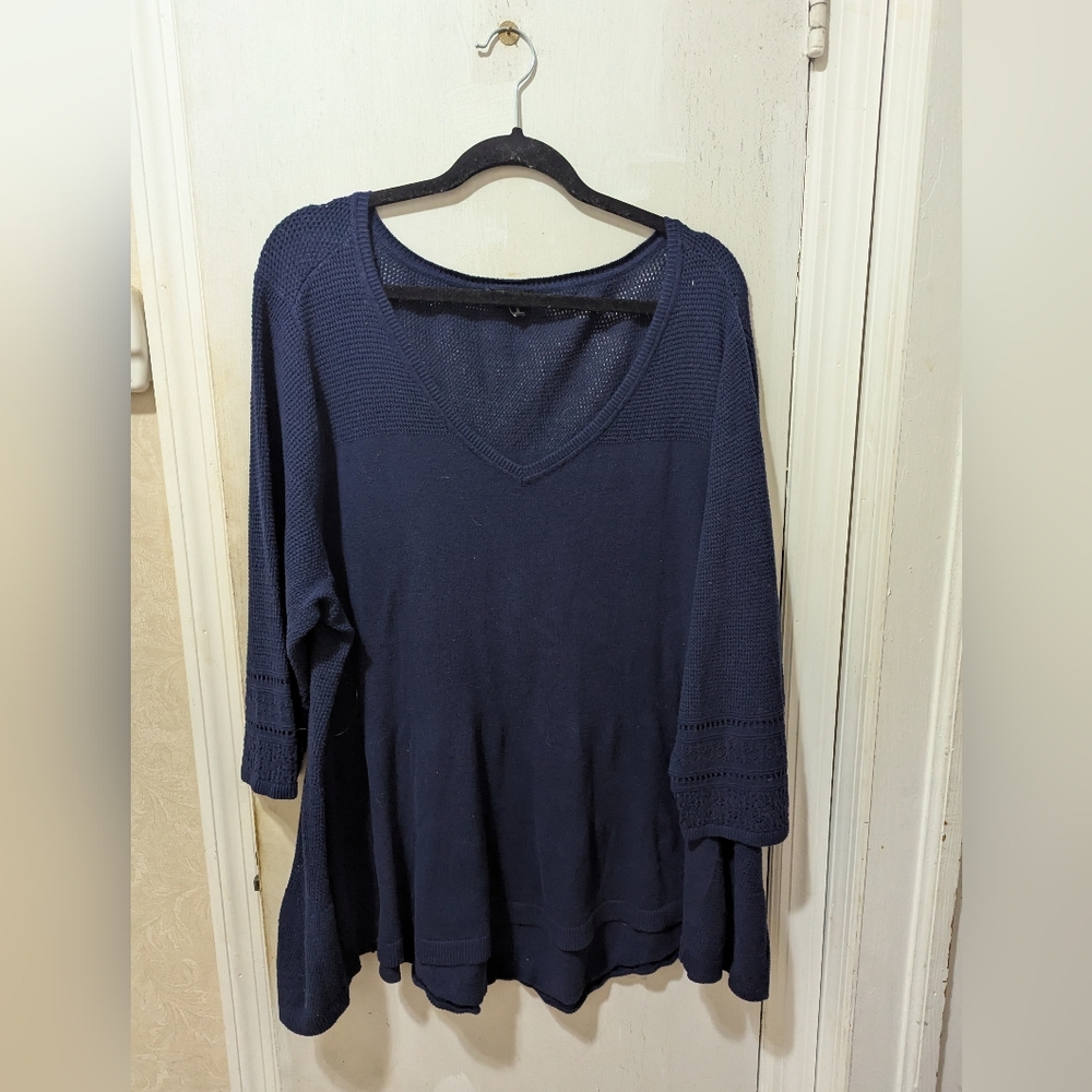 Torrid 3XL Navy Blue V-neck Sweater, Details On Sleeves & Back